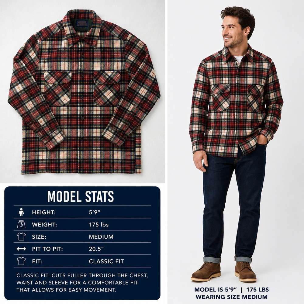 Pendleton Vintage Wool Board Shirt Stewart Dress Tartan Plaid Mens Medium USA - Picture 1 of 8